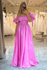 Load image into Gallery viewer, Fuchsia A Line Convertible Long Formal Dress