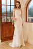 Load image into Gallery viewer, Mermaid Halter White Lace Wedding Dress with Sweep Train