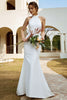 Load image into Gallery viewer, White Mermaid Halter Open Back Wedding Dress