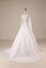 Load image into Gallery viewer, Ivory Satin Sweep Train Long Sleeves Wedding Dress