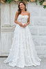 Load image into Gallery viewer, Ivory Floral Lace Sweep Train Wedding Dress