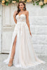 Load image into Gallery viewer, Beauty A Line Off the Shoulder Champagne Tulle Detachable Wedding Dress with Lace