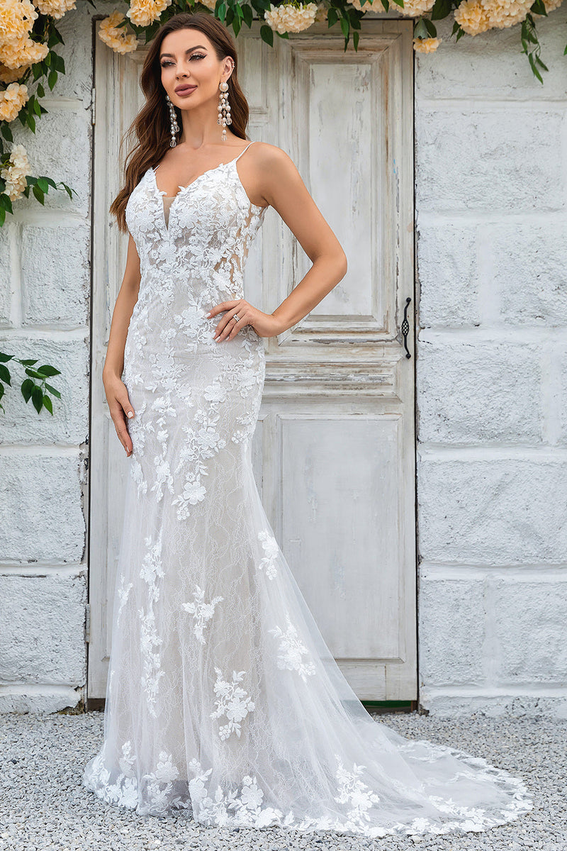 Load image into Gallery viewer, Ivory Mermaid Lace Long Wedding Dress