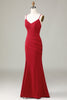 Load image into Gallery viewer, Spaghetti Straps Sleeveless Burgundy Bridesmaid Dress with Slit