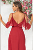 Load image into Gallery viewer, A Line Off the Shoulder Burgundy Long Bridesmaid Dress with Ruffles