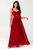 Load image into Gallery viewer, A-Line Chiffon Burgundy Bridesmaid Dress