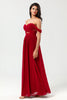 Load image into Gallery viewer, A-Line Chiffon Burgundy Bridesmaid Dress