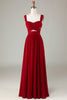 Load image into Gallery viewer, Burgundy Cut Out A Line Long Bridesmaid Dress