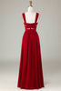 Load image into Gallery viewer, Burgundy Cut Out A Line Long Bridesmaid Dress