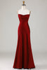 Load image into Gallery viewer, Lace-Up Back Burgundy Long Bridesmaid Dress with Slit