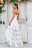 Load image into Gallery viewer, Ivory Lace Asymmetrical Detachable Train Boho Wedding Dress