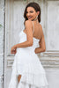 Load image into Gallery viewer, Ivory Lace Asymmetrical Detachable Train Boho Wedding Dress