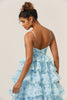 Load image into Gallery viewer, Gorgeous A Line Spaghetti Straps Cut Out Tiered Blue Bridesmaid Dress