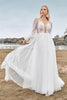 Load image into Gallery viewer, Open Back Long Sleeves Ivory Wedding Dress with Appliques