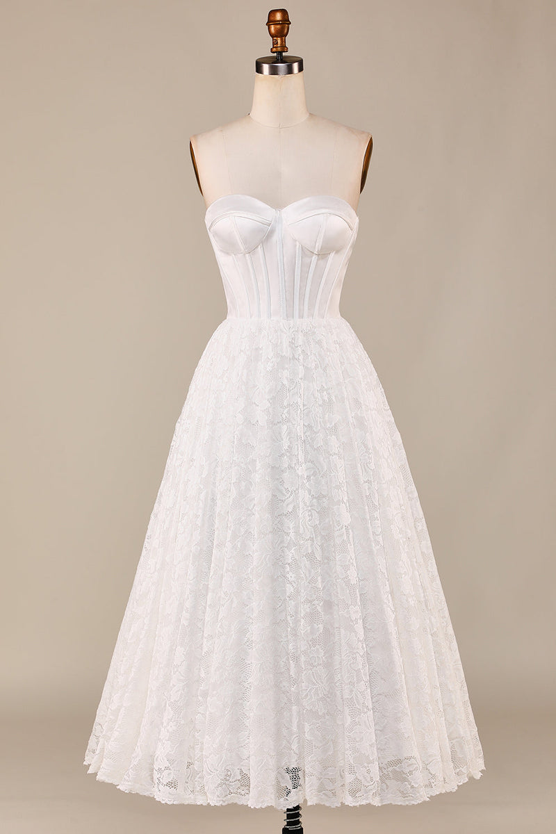 Load image into Gallery viewer, A-Line Sweetheart Lace Corset Wedding Dress