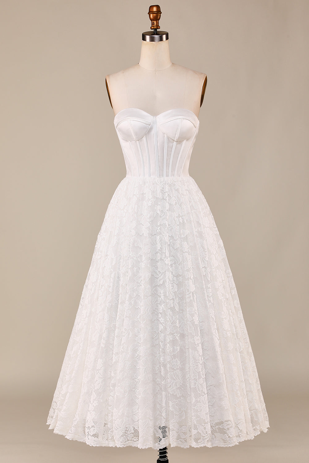 A-Line Sweetheart Lace Corset Wedding Dress