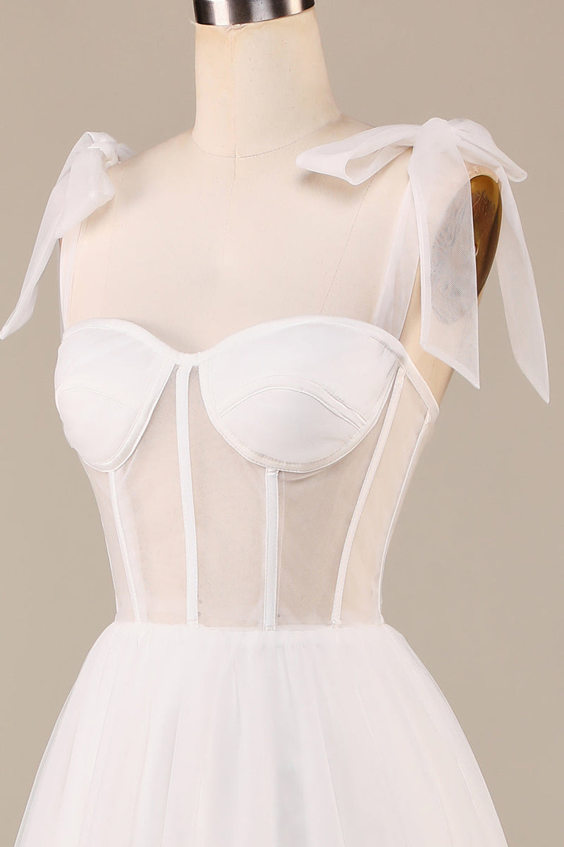 Load image into Gallery viewer, Tulle Spaghetti Straps Ivory Corset Wedding Dress