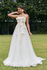 Load image into Gallery viewer, Ivory Detachable Long Sleeves Sweep Train Wedding Dress with 3D Flowers