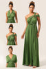 Load image into Gallery viewer, Charming A Line Olive Green Spandex Convertible Wear Long Bridesmaid Dress