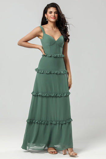 A-Line Eucalyptus Corset Bridesmaid Dress