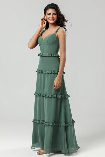 A-Line Eucalyptus Corset Bridesmaid Dress