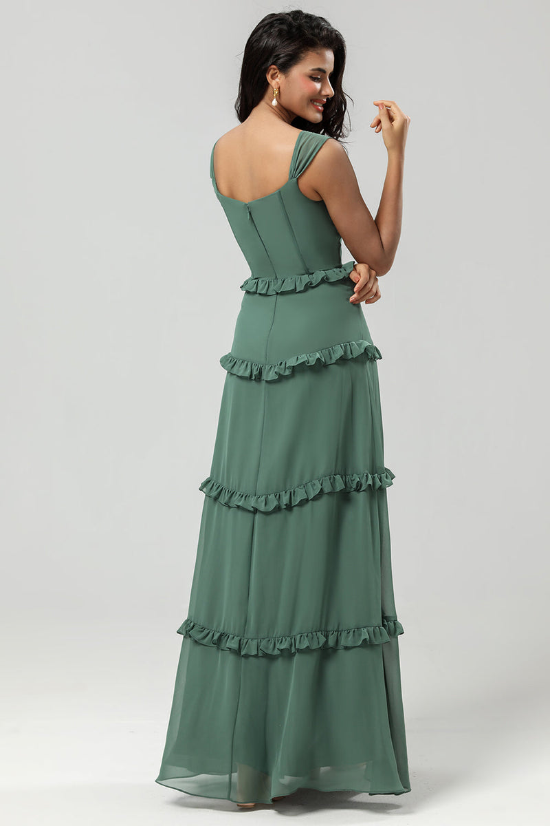 Load image into Gallery viewer, A-Line Eucalyptus Corset Bridesmaid Dress