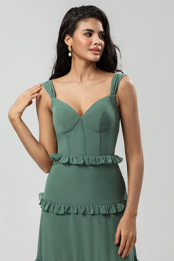 A-Line Eucalyptus Corset Bridesmaid Dress