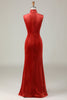 Load image into Gallery viewer, Mermaid Terracotta Velvet Sleeveless Bridesmaid Dress