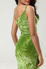 Load image into Gallery viewer, One Shoulder Velvet Olive Bridesmaid Dress with Slit