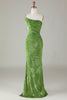 Load image into Gallery viewer, Velvet Mermaid One Shoulder Olive Bridesmaid Dress