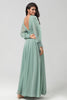 Load image into Gallery viewer, Chiffon Long Matcha Bridesmaid Dress with Button