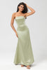 Load image into Gallery viewer, Satin Strapless Dusty Sage Bridesmaid Dress