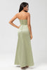 Load image into Gallery viewer, Satin Strapless Dusty Sage Bridesmaid Dress