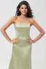 Load image into Gallery viewer, Satin Strapless Dusty Sage Bridesmaid Dress