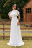 Load image into Gallery viewer, Vintage Ivory Chiffon Boho Wedding Dress with Lace