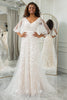 Load image into Gallery viewer, Ivory Batwing Sleeves Lace Sweep Train Wedding Dress