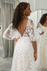 Load image into Gallery viewer, Ivory Batwing Sleeves Lace Sweep Train Wedding Dress