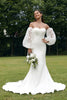 Load image into Gallery viewer, Ivory Mermaid Sweetheart Detachale Long Sleeves Wedding Dress with Lace