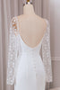 Load image into Gallery viewer, Ivory Trumpet Sweetheart Neck Satin Bridal Dress with Lace Long Sleeves