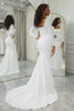 Load image into Gallery viewer, Ivory Mermaid Square Neck Sweep Train Satin Wedding Dress With Long Sleeves