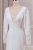 Load image into Gallery viewer, Ivory Deep V-neck Long Sleeves Crepe and Lace Mermaid Bridal Dress