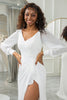 Load image into Gallery viewer, Simple Ivory Ruffled Long Sleeves Boho Wedding Dress