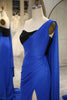 Load image into Gallery viewer, Royal Blue Mermaid One Shoulder Long Formal Dress With Slit