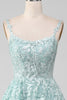 Load image into Gallery viewer, Glitter Mint A-Line Tulle Long Formal Dress with Lace