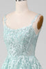 Load image into Gallery viewer, Glitter Mint A-Line Tulle Long Formal Dress with Lace