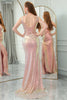 Load image into Gallery viewer, Sparkly Blush Mermaid V Neck Long Formal Dress With Slit