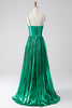 Load image into Gallery viewer, A-line Dark Green Corset Formal Dress with Slit