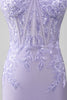 Load image into Gallery viewer, Lilac Sheath Strapless Corset Formal Dresses With Lace Appliques