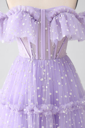 Off The Shoulder Lilac Corset Formal Dress