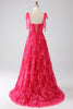 Load image into Gallery viewer, A-Line Spaghetti Straps Fuchsia Long Formal Dress with Slit